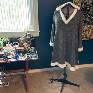 NWOT 5x RoseGal Adorable Dress with Cat Eared Hood in Black and Cream.